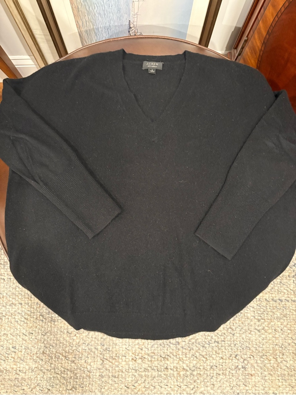 J. Crew Women’s Cashmere V-Neck Black Sweater